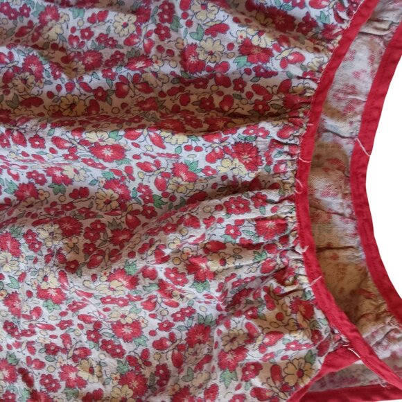 Vintage 2T 3T Floral Baby Girls Sleeveless Top With Red Trim & Tie Straps - Picture 2 of 4